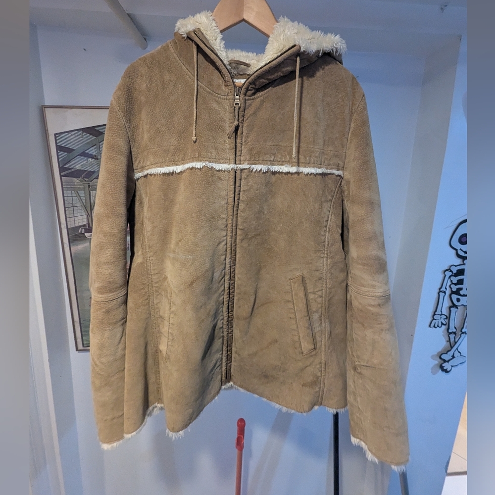 Jones New York Sport Hooded Leather Jacket